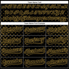 Load image into Gallery viewer, Custom Black Old Gold 3D Pattern Design Geometric Stars Authentic Baseball Jersey
