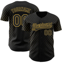 Load image into Gallery viewer, Custom Black Old Gold 3D Pattern Design Geometric Stars Authentic Baseball Jersey
