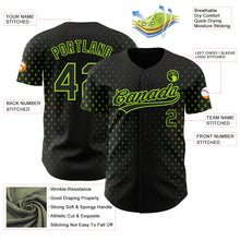 Load image into Gallery viewer, Custom Black Neon Green 3D Pattern Design Geometric Stars Authentic Baseball Jersey
