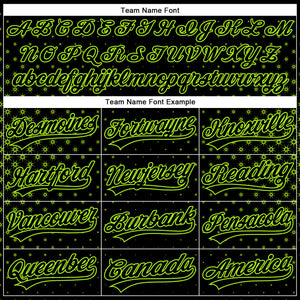 Custom Black Neon Green 3D Pattern Design Geometric Stars Authentic Baseball Jersey