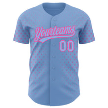 Load image into Gallery viewer, Custom Light Blue Pink 3D Pattern Design Geometric Stars Authentic Baseball Jersey
