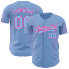 Load image into Gallery viewer, Custom Light Blue Pink 3D Pattern Design Geometric Stars Authentic Baseball Jersey
