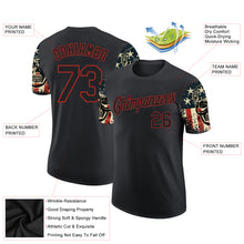 Load image into Gallery viewer, Custom Black Red 3D Skull With American Flag Performance T-Shirt
