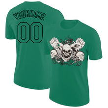 Load image into Gallery viewer, Custom Kelly Green Black 3D Skull Fashion Performance T-Shirt
