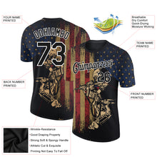 Load image into Gallery viewer, Custom Black White 3D Soldier And American Flag Performance T-Shirt
