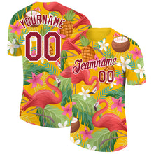 Load image into Gallery viewer, Custom Yellow Crimson-White 3D Pattern Design Tropical Hawaii Flamingo Performance T-Shirt
