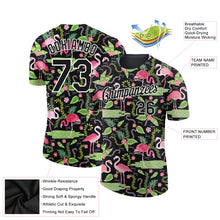 Load image into Gallery viewer, Custom Black White 3D Pattern Design Tropical Hawaii Flamingo Performance T-Shirt
