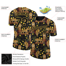 Load image into Gallery viewer, Custom Black Old Gold 3D Pattern Design Tiger Performance T-Shirt
