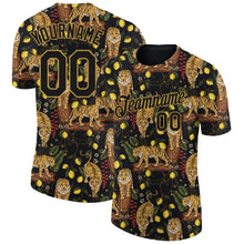 Load image into Gallery viewer, Custom Black Old Gold 3D Pattern Design Tiger Performance T-Shirt
