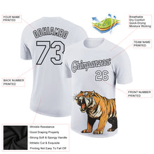 Load image into Gallery viewer, Custom White Black 3D Pattern Design Tiger Performance T-Shirt
