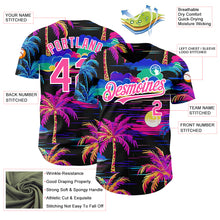 Load image into Gallery viewer, Custom Black Pink-White 3D Pattern Design Beach Hawaii Palm Trees Authentic Baseball Jersey
