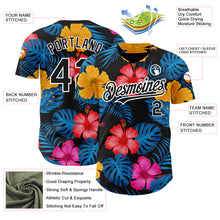 Load image into Gallery viewer, Custom Black White 3D Pattern Design Tropical Flower And Hawaii Palm Leaves Authentic Baseball Jersey
