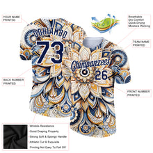 Load image into Gallery viewer, Custom White Navy 3D Pattern Floral Design Performance T-Shirt
