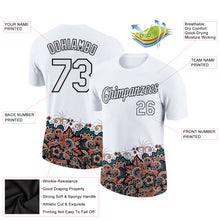 Load image into Gallery viewer, Custom White Black 3D Pattern Floral Design Performance T-Shirt
