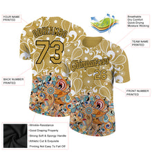 Load image into Gallery viewer, Custom Old Gold Black 3D Pattern Floral Design Performance T-Shirt
