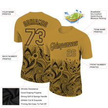 Load image into Gallery viewer, Custom Old Gold Black 3D Pattern Floral Design Performance T-Shirt
