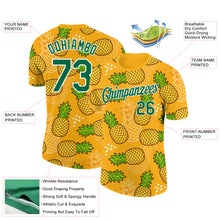 Load image into Gallery viewer, Custom Gold Kelly Green-White 3D Pattern Design Tropical Pineapple Performance T-Shirt
