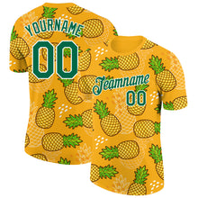 Load image into Gallery viewer, Custom Gold Kelly Green-White 3D Pattern Design Tropical Pineapple Performance T-Shirt
