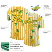 Load image into Gallery viewer, Custom Yellow Kelly Green 3D Pattern Design Hawaii Tropical Pineapple Performance T-Shirt
