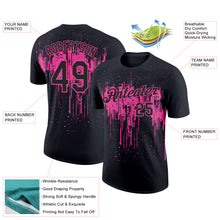 Load image into Gallery viewer, Custom Black Pink 3D Pattern Design Dripping Splatter Art Performance T-Shirt
