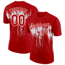 Load image into Gallery viewer, Custom Red White 3D Pattern Design Dripping Splatter Art Performance T-Shirt
