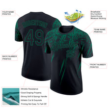 Load image into Gallery viewer, Custom Black Kelly Green 3D Pattern Design Abstract Sharp Shape Performance T-Shirt
