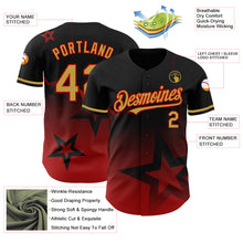 Load image into Gallery viewer, Custom Black Old Gold-Red 3D Pattern Design Gradient Style Twinkle Star Authentic Baseball Jersey
