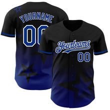 Load image into Gallery viewer, Custom Black Royal-White 3D Pattern Design Gradient Style Twinkle Star Authentic Baseball Jersey
