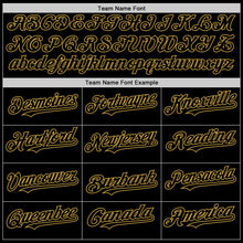 Load image into Gallery viewer, Custom Black Old Gold 3D Pattern Design Gradient Style Twinkle Star Authentic Baseball Jersey
