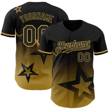 Load image into Gallery viewer, Custom Black Old Gold 3D Pattern Design Gradient Style Twinkle Star Authentic Baseball Jersey
