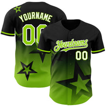 Load image into Gallery viewer, Custom Black Neon Green-White 3D Pattern Design Gradient Style Twinkle Star Authentic Baseball Jersey
