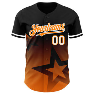 Custom Black Bay Orange-White 3D Pattern Design Gradient Style Twinkle Star Authentic Baseball Jersey