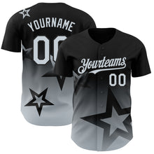 Load image into Gallery viewer, Custom Black Silver 3D Pattern Design Gradient Style Twinkle Star Authentic Baseball Jersey
