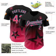 Load image into Gallery viewer, Custom Black Neon Pink-Aqua 3D Pattern Design Gradient Style Twinkle Star Authentic Baseball Jersey
