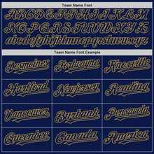 Load image into Gallery viewer, Custom Navy Old Gold 3D Pattern Design Gradient Style Twinkle Star Authentic Baseball Jersey
