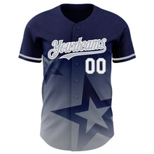 Load image into Gallery viewer, Custom Navy Gray-White 3D Pattern Design Gradient Style Twinkle Star Authentic Baseball Jersey
