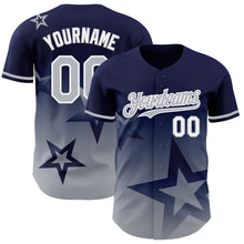 Load image into Gallery viewer, Custom Navy Gray-White 3D Pattern Design Gradient Style Twinkle Star Authentic Baseball Jersey
