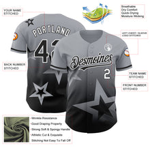 Load image into Gallery viewer, Custom Gray Black-White 3D Pattern Design Gradient Style Twinkle Star Authentic Baseball Jersey
