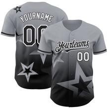 Load image into Gallery viewer, Custom Gray Black-White 3D Pattern Design Gradient Style Twinkle Star Authentic Baseball Jersey
