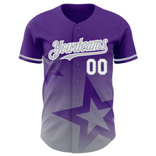 Load image into Gallery viewer, Custom Purple Gray-White 3D Pattern Design Gradient Style Twinkle Star Authentic Baseball Jersey
