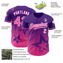 Load image into Gallery viewer, Custom Purple Pink-White 3D Pattern Design Gradient Style Twinkle Star Authentic Baseball Jersey
