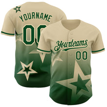 Load image into Gallery viewer, Custom Cream Green 3D Pattern Design Gradient Style Twinkle Star Authentic Baseball Jersey
