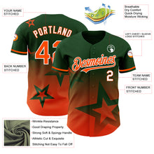 Load image into Gallery viewer, Custom Green Orange-White 3D Pattern Design Gradient Style Twinkle Star Authentic Baseball Jersey
