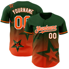 Load image into Gallery viewer, Custom Green Orange-White 3D Pattern Design Gradient Style Twinkle Star Authentic Baseball Jersey
