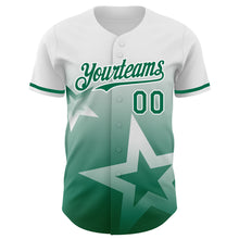 Load image into Gallery viewer, Custom White Kelly Green 3D Pattern Design Gradient Style Twinkle Star Authentic Baseball Jersey
