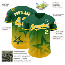 Load image into Gallery viewer, Custom Kelly Green Yellow-White 3D Pattern Design Gradient Style Twinkle Star Authentic Baseball Jersey
