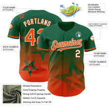 Load image into Gallery viewer, Custom Kelly Green Orange-White 3D Pattern Design Gradient Style Twinkle Star Authentic Baseball Jersey
