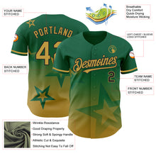 Load image into Gallery viewer, Custom Kelly Green Old Gold-Black 3D Pattern Design Gradient Style Twinkle Star Authentic Baseball Jersey
