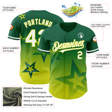 Load image into Gallery viewer, Custom Kelly Green White-Neon Yellow 3D Pattern Design Gradient Style Twinkle Star Authentic Baseball Jersey
