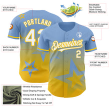 Load image into Gallery viewer, Custom Light Blue White-Yellow 3D Pattern Design Gradient Style Twinkle Star Authentic Baseball Jersey
